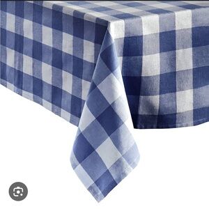 NEW Elrene Farmhouse Blue White Plaid Tablecloth 100% Cotton 52x52